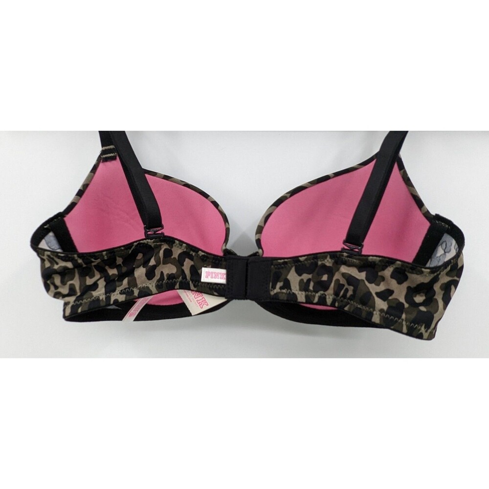 Victoria's Secret PINK Bra Women's 32A Green Black Camouflage Lightly Lined - Picture 4 of 7